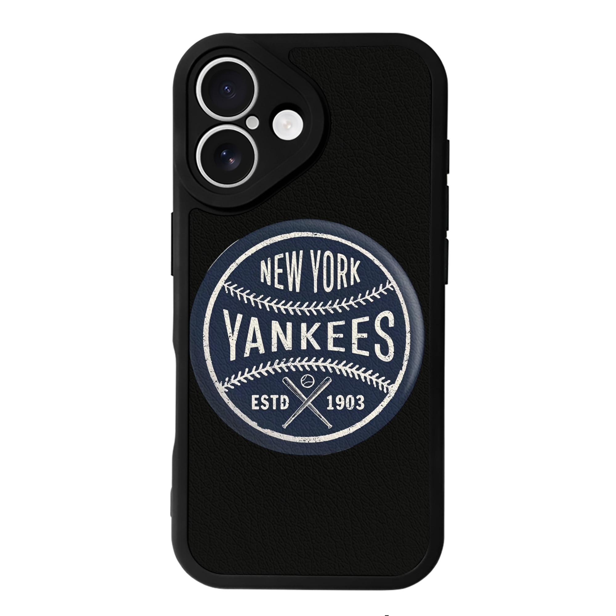 New York Yankees Estd 1903 IPhone 16 Silicone Leather Case – UV Print, Lambskin Texture – Perfect Fit, Wireless Charging Compatible, Scratch Resistant, Precise Cutouts – Stylish Protection For IPhone 16